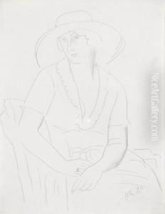 Sitzende Frau Mit Hut. by Theophile Paul Robert