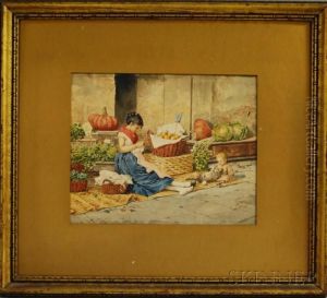 The Vegetable Seller. by Albert Pierre Roberti