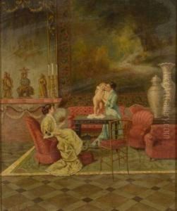 Playing With Baby by Albert Pierre Roberti
