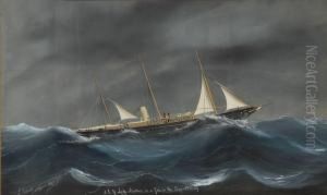 Ritratto Del Steam Yacht Lady Beatrice In Navigazione
