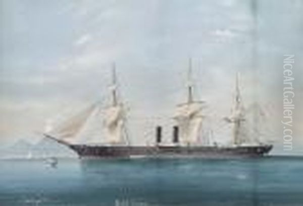The U.s.s. Congress Lying At Her Mooring Off Naples - view 1