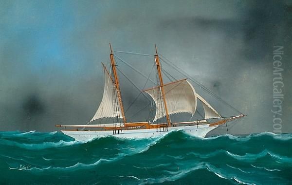 A Schooner In Open Seas - view 1