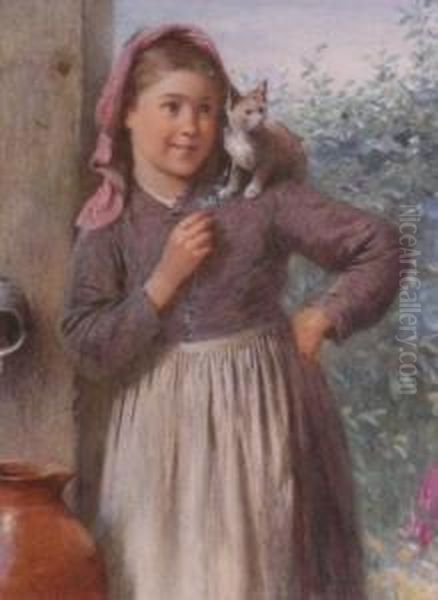 Girl With Kitten - view 1