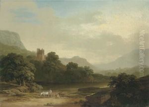 An Extensive Lakeside Landscape by Thomas Roberts