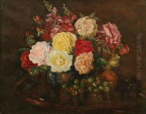 Still Life With Roses And Grapes