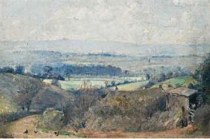English Landscape With Cottage by Tom Roberts