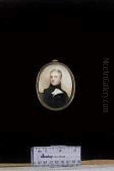 A Naval Officer, Wearing Dark 
Blue Coat With White Facings, Brass Buttons And Gold Epaulette - view 1