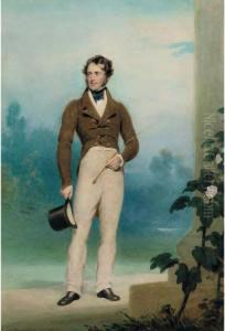 Portrait Of A Gentleman With A Top Hat by Andrew Robertson