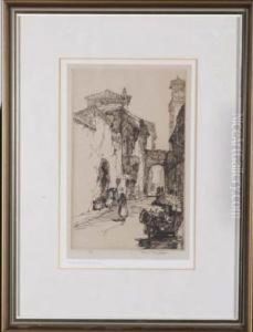 "the Priest's House, Verona" - Etching by David Robertson