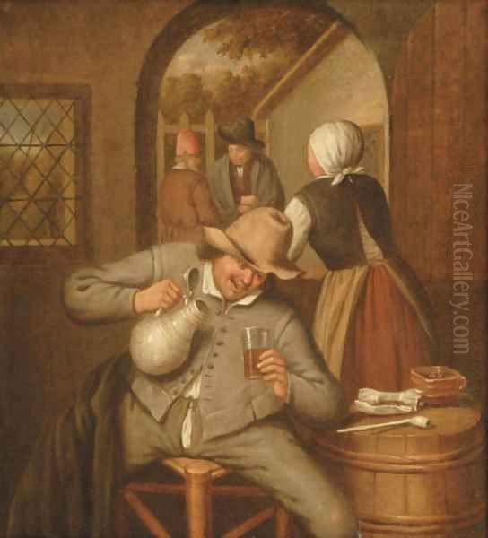 A man pouring himself a glass of beer in an interior - view 1