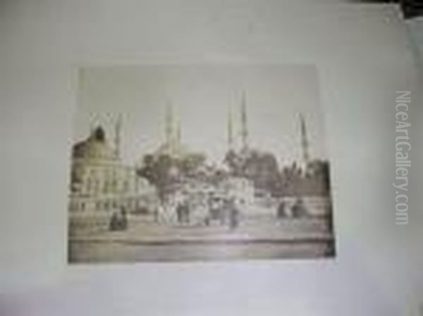 Figures With The Mosque Of St Sophia - view 1