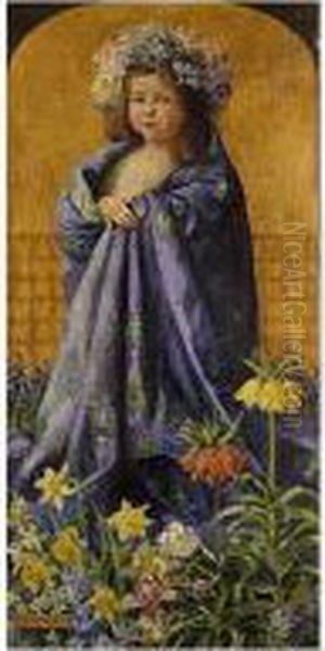 Little Girl And Flowers - view 1