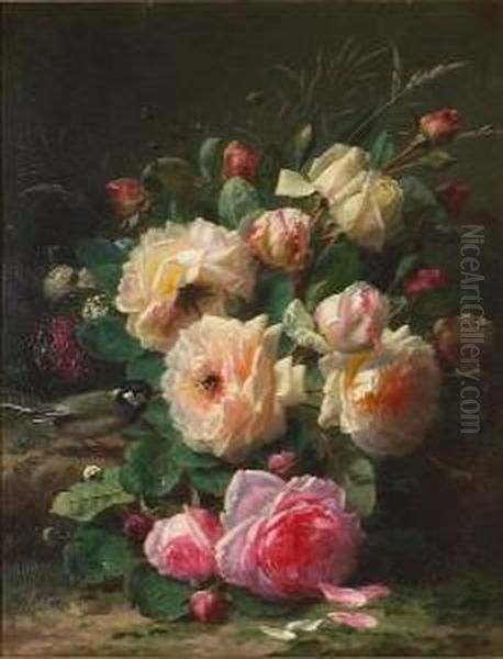 A Still Life With Roses, A Titmouse And A Bumblebee - view 1