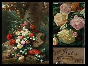 Blumenstilleben Und Himbeerschale by Jean-Baptiste Robie