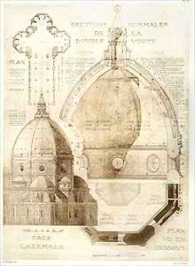Plan Section and Elevation of Florence Cathedral from Fragments dArchitecture du Moyen Age et de la Renaissance 2