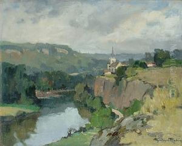 L'xonne, Pres De Villeneuve; River Landscape - view 1