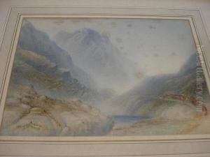 The Matterhorn, With Figure Herdingcattle