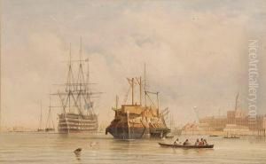 Prison Hulk And Naval Vessels In Portsmouthharbour