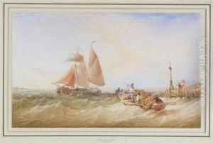 Boats Loading Off The Dutch Coast