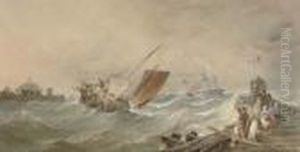 A Vessel In Difficulty Off Aber 
Sands, Near Bangor, North Wales (illustrated); And Bringing In The Day's
 Catch