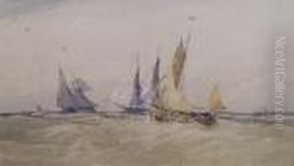 A Fishing Boat And Other Shipping At Sea, In A Swell - view 1