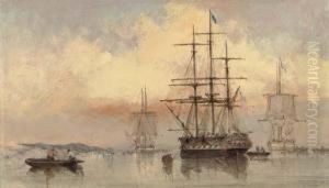 Shipping In A Calm Off Gilkicker Point (illustrated); And Shippinganchored Off Spithead