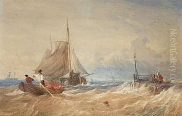 Vessels In Choppy Waters Off The Coast - view 1
