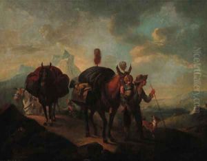 Muleteers on a mountain path by Gaspare Diziani