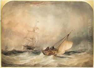 Shipping In A Stormy Sea by Thomas Sewell Robins