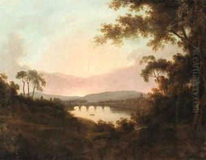 A view of Florence at Sunrise by Josepf Wright Of Derby