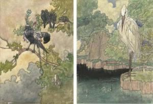 Illustrations For Aesop's 
Fables: The Jackdaw And The Birds; Andthe Heron (both Illustrated)