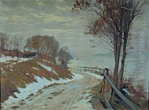 Road Through A Snowy Landscape by Hal Robinson