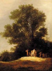 A landscape with Silenus leading a Bacchanal by Dirk The Elder Dalens