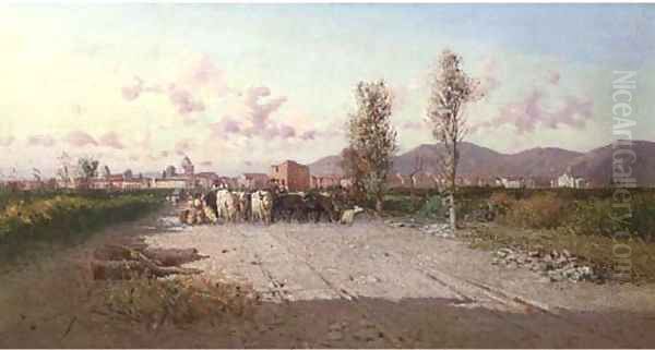 Guiding the flock a landscape near Naples - view 1