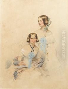 Mrs Ripon (nee Margaret Augusta 
Elwes),wearing White Dress With Lace Bertha, A Rosette Of Blue 
Ribbonpinned To Her Breast, Black, Red And Blue Shawl Around Her 
Arms,gold Bracelets, And Black Ribbon Choker, Her Brown Hair 
Loopedaround Her Ears, Sea