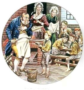 The artists second interpretation of Oliver Twist asking for more by H. Devine