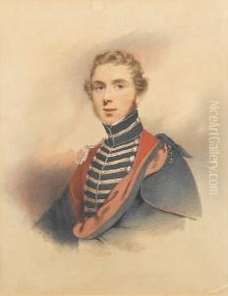 A Staff Officer, Wearing Red 
Coatee With Blackfacings And Gold Lace, Gold Epaulette On His Right 
Shoulder, Ablack Cloak Lined With Red Over His Left Shoulder. - view 1