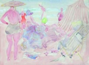 Scene De Plage by Odilon Roche