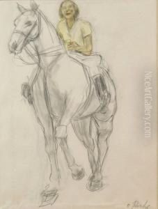 Femme Sur Son Cheval by Odilon Roche