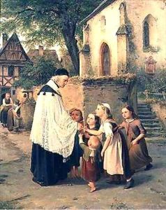 The Childrens Greeting by Jakob Furchtegott Dielmann
