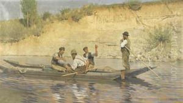River Landscape With Peasants Resting And Eating. - view 1