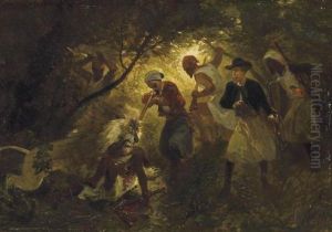 La Chasse Au Lion by Charles Rochussen