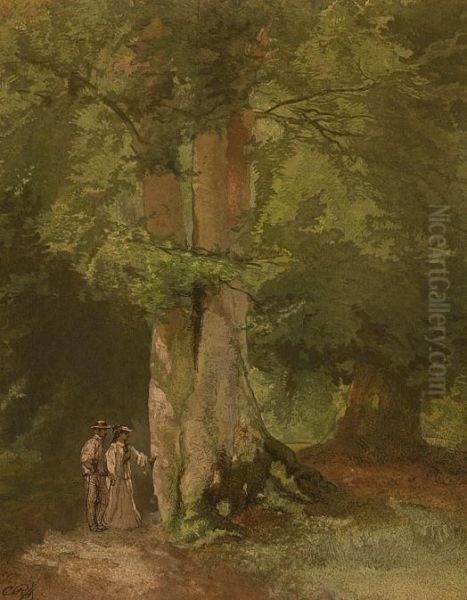 Man And Woman On Wood Path - view 1