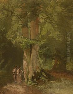 Man And Woman On Wood Path