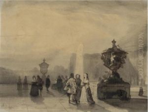 An Elegant Company On A Terrace by Charles Rochussen