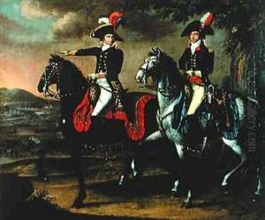 Equestrian Portrait of General Jean Baptiste Jourdan 1762-1833 and one of his aides de camp by Johann Friedrich Dryander
