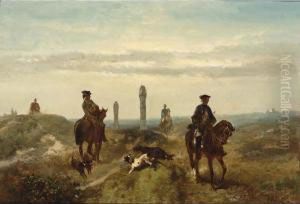 'les Deux Ennemis', Two Land Owners At The Border Marks Of Their Estates