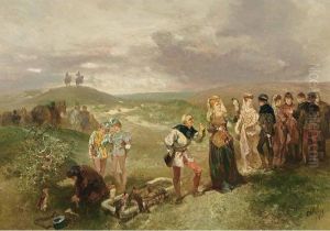 A Falconry Attended By Jacoba Van Beijeren (1401-1436) by Charles Rochussen