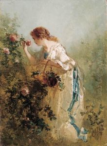 An Elegant Lady Picking Roses