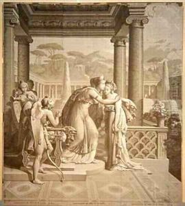 Wallpaper design with Cupid and Psyche